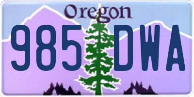 OR license plate 985DWA