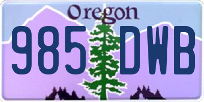 OR license plate 985DWB