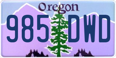 OR license plate 985DWD
