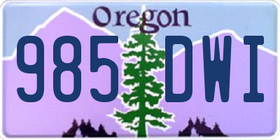 OR license plate 985DWI