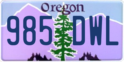 OR license plate 985DWL