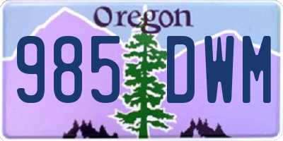 OR license plate 985DWM