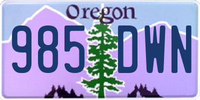OR license plate 985DWN