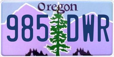 OR license plate 985DWR