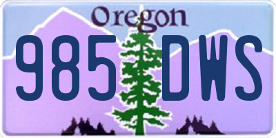 OR license plate 985DWS