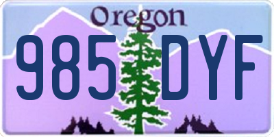 OR license plate 985DYF