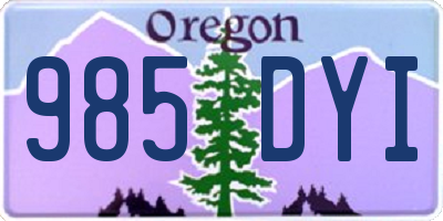 OR license plate 985DYI