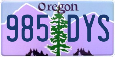 OR license plate 985DYS
