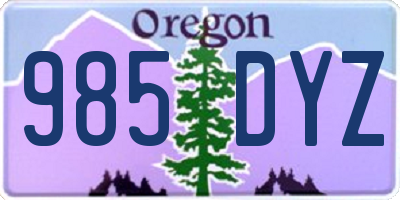 OR license plate 985DYZ