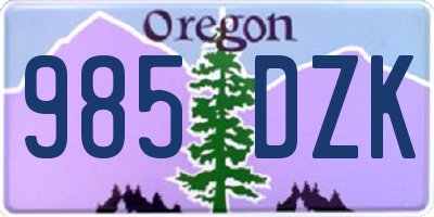OR license plate 985DZK