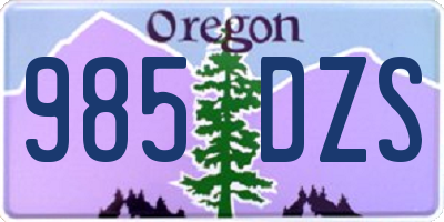 OR license plate 985DZS
