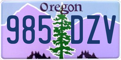 OR license plate 985DZV