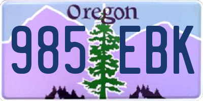 OR license plate 985EBK