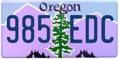 OR license plate 985EDC