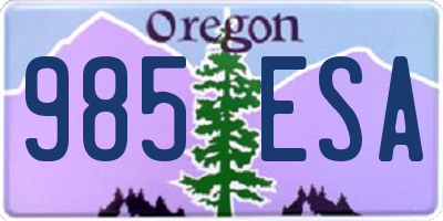 OR license plate 985ESA