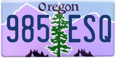 OR license plate 985ESQ