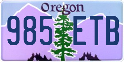 OR license plate 985ETB