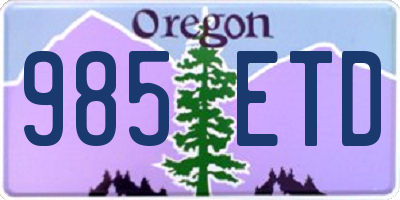 OR license plate 985ETD