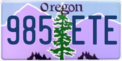 OR license plate 985ETE