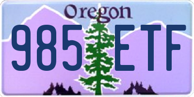 OR license plate 985ETF