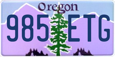 OR license plate 985ETG