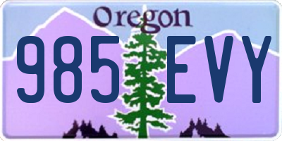 OR license plate 985EVY