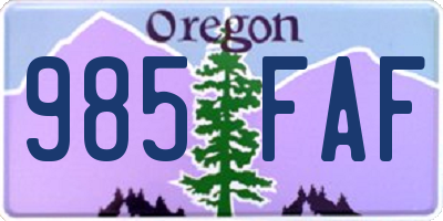 OR license plate 985FAF