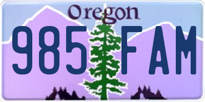 OR license plate 985FAM