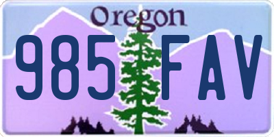 OR license plate 985FAV