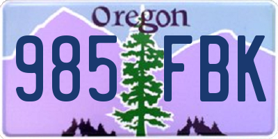 OR license plate 985FBK