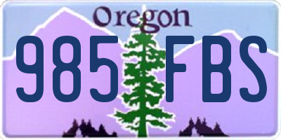 OR license plate 985FBS