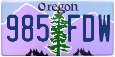 OR license plate 985FDW