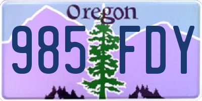 OR license plate 985FDY