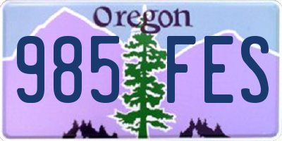 OR license plate 985FES