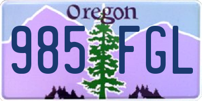 OR license plate 985FGL