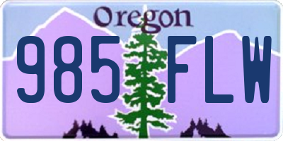 OR license plate 985FLW