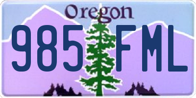 OR license plate 985FML