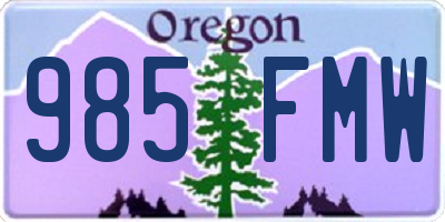 OR license plate 985FMW
