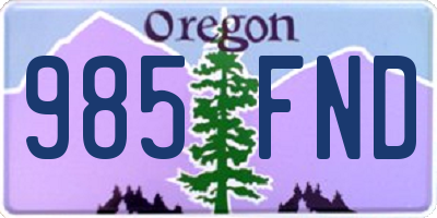 OR license plate 985FND