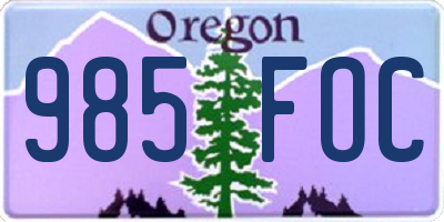 OR license plate 985FOC