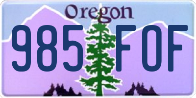 OR license plate 985FOF