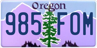 OR license plate 985FOM