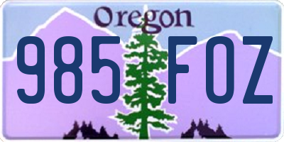 OR license plate 985FOZ