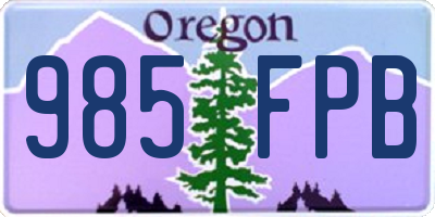 OR license plate 985FPB