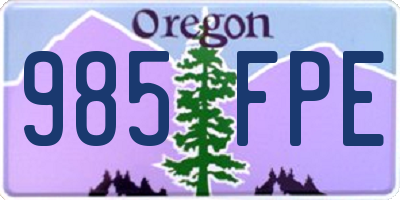 OR license plate 985FPE