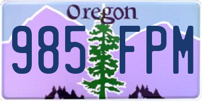 OR license plate 985FPM