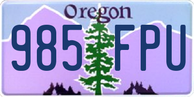 OR license plate 985FPU