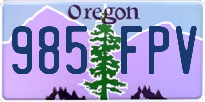 OR license plate 985FPV