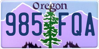 OR license plate 985FQA