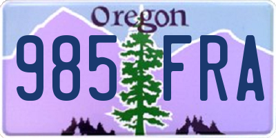 OR license plate 985FRA